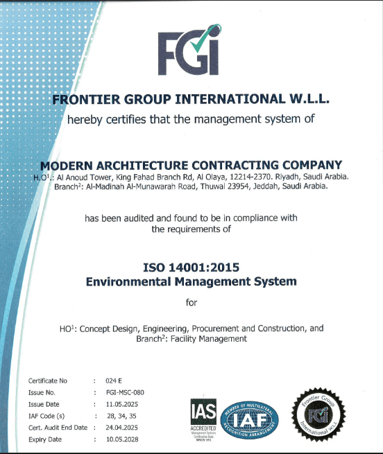 ISO 14001:2015 Certificate