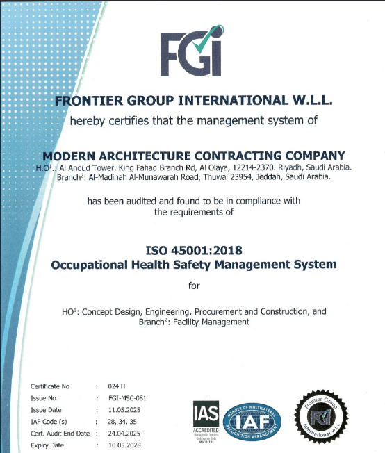 ISO 45001:2018 Certificate